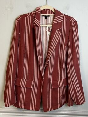 NWT Torrid Dusty Rose Stripe Longline Lightweight Boyfriend Blazer Size 1X